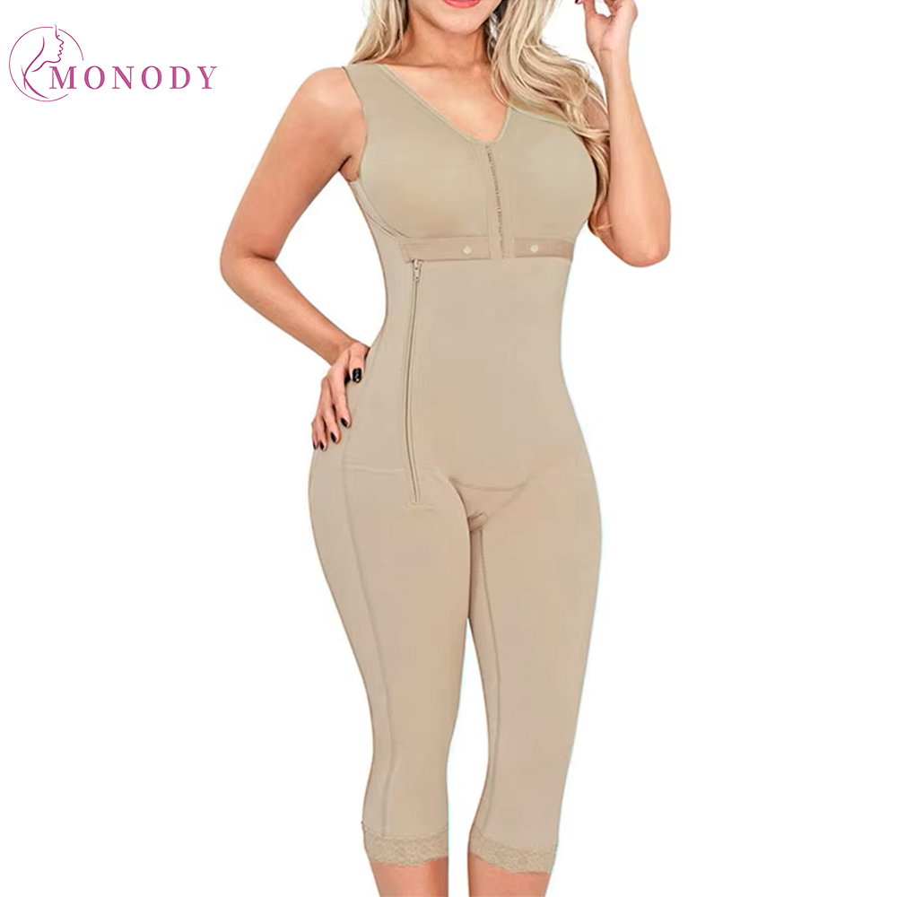 Shapewear Bodysuit Firm - ผู้หญิง Body Shapewear พร้อมสายรัดกว้างซิปด้านข้างปิด Tunic Sheath